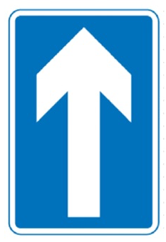Blue rectangle with a white arrow pointing up
