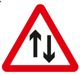 Two-way traffic warning sign